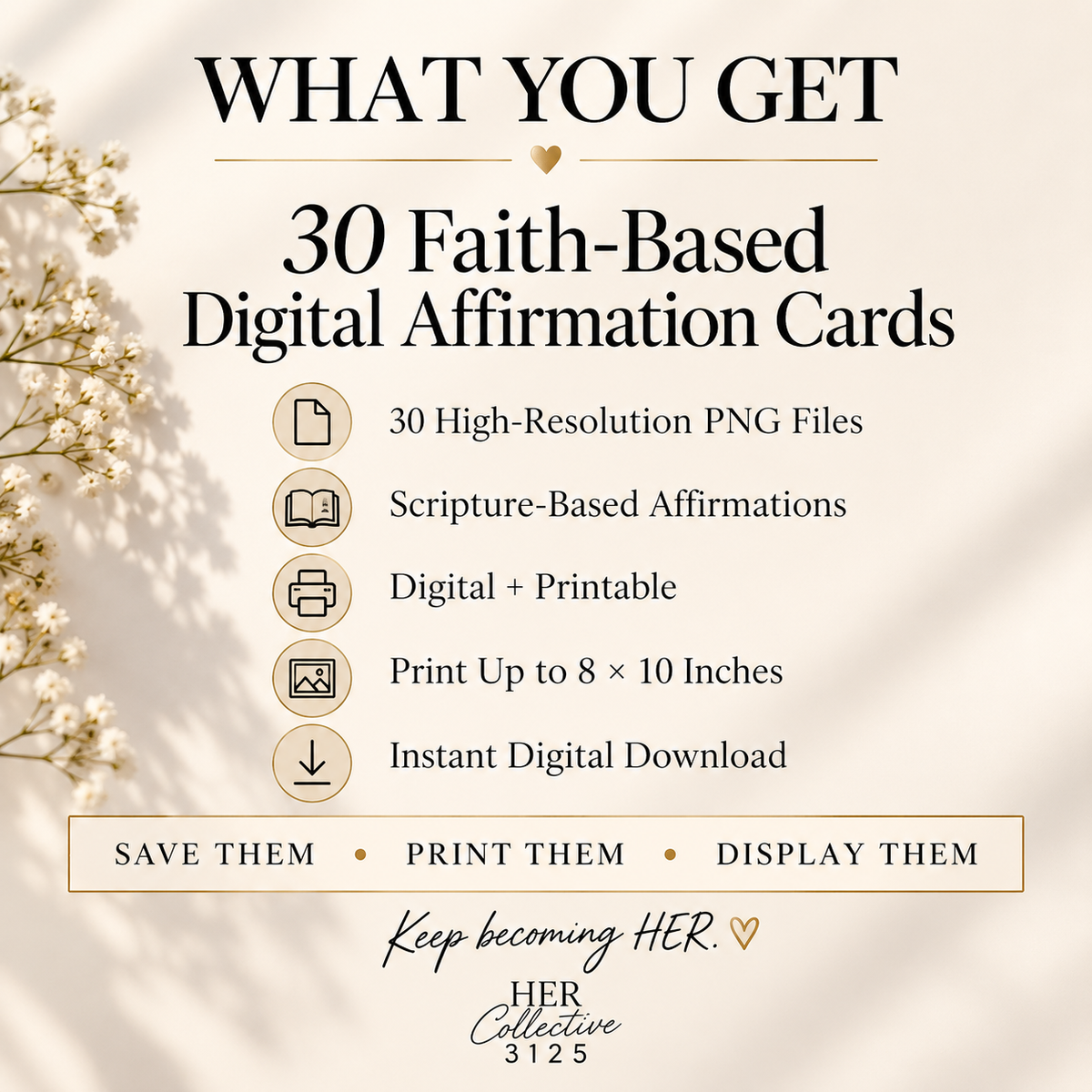 Becoming HER - 30 Faith-Based Digital Affirmation Cards